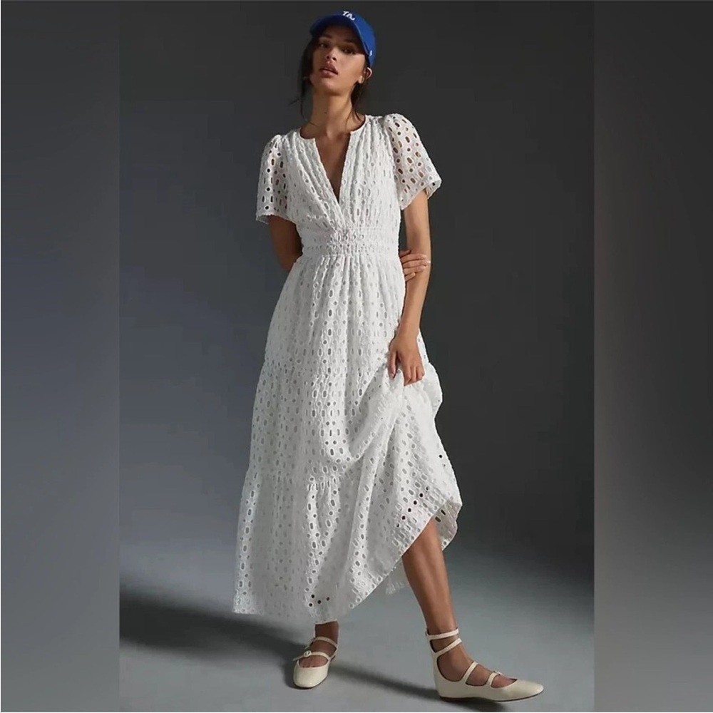 Anthropologie The Somerset Eyelet Maxi Dress - White Sz 3x